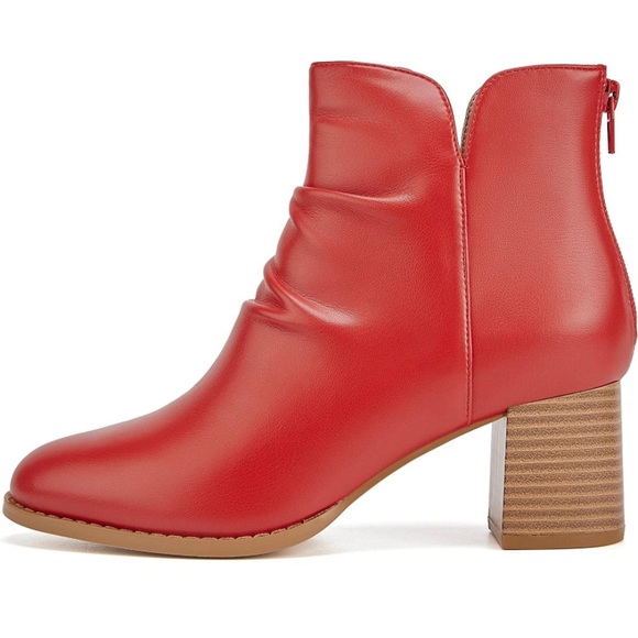 coutgo Shoes New Womens Slouch Ankle Boots V Cut Stacked Block Heel